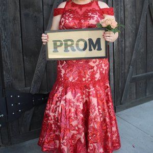 Plus Size Red Prom Dress Mermaid Tiffany Embellish